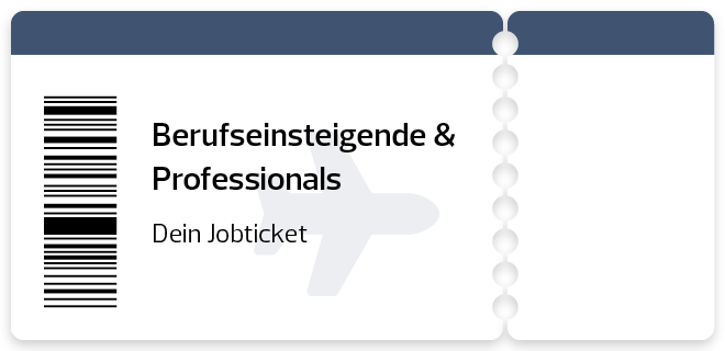 Grafik Berufseinsteigende & Professionals in Form eines Flugtickets